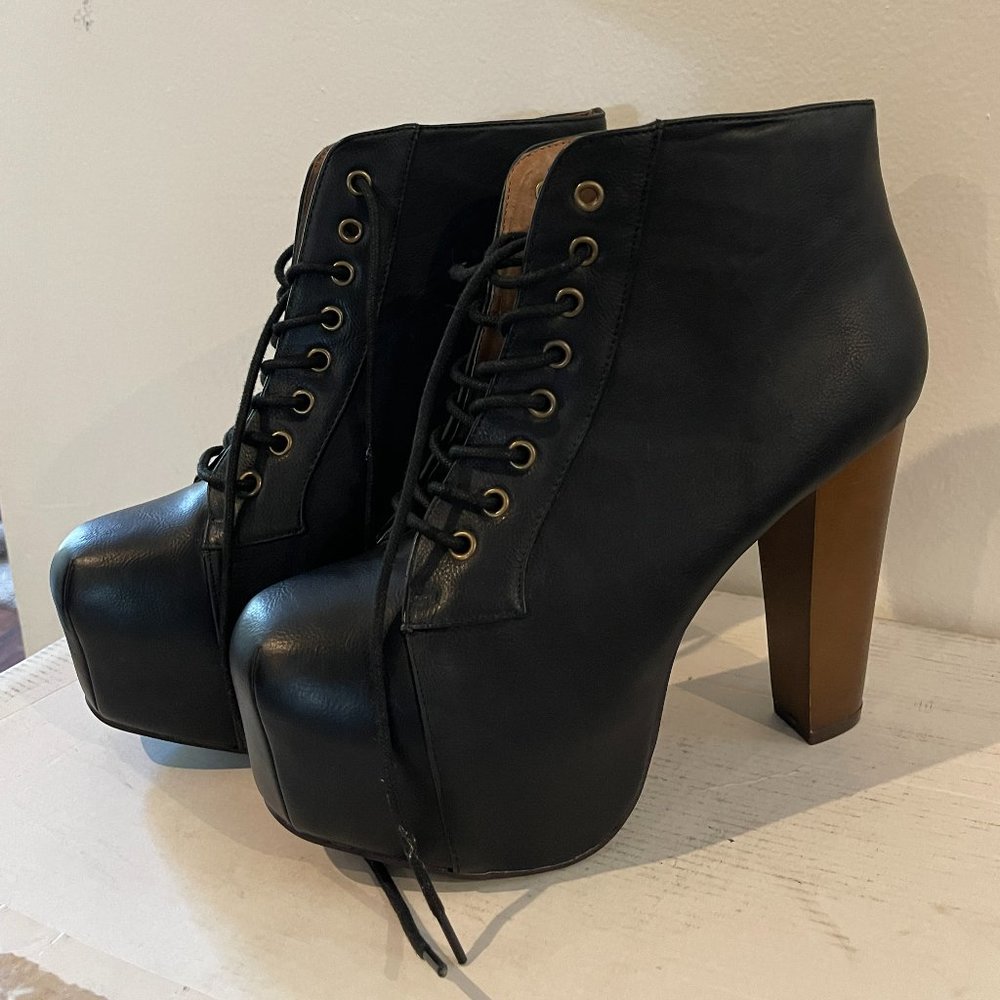 Women's Ankle Booties Lace Up Chunky High Heel Platform Boots